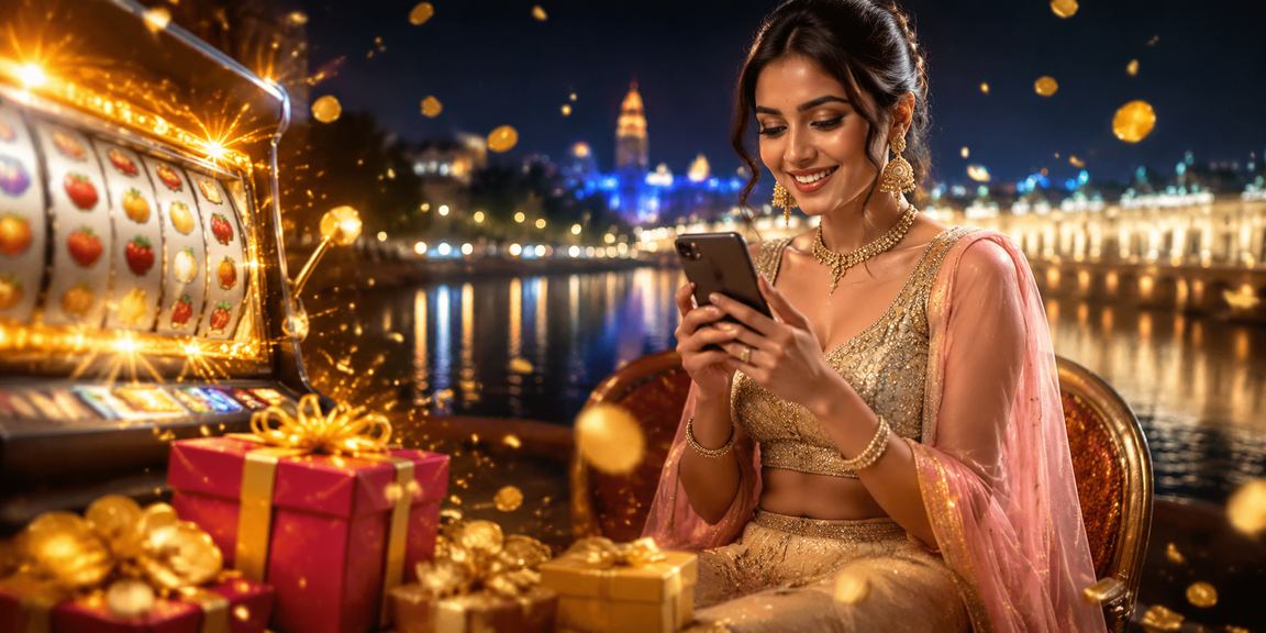 Indian player enjoying slot game at Ahmedabad riverfront
